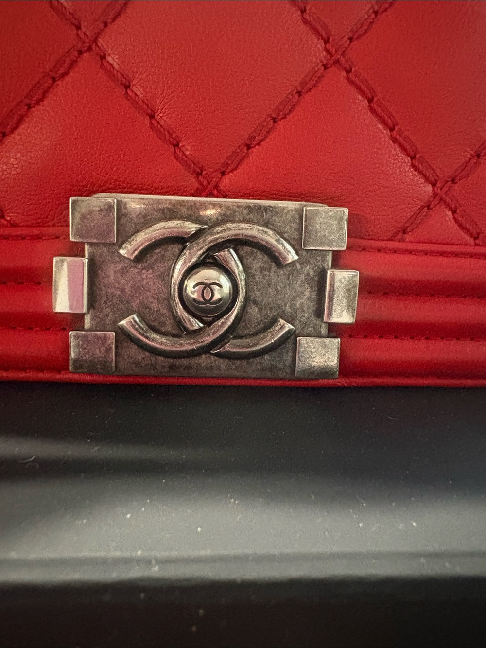 Chanel Red Quilted leBoy Chain Shoulder Bag - Picture 2 of 14